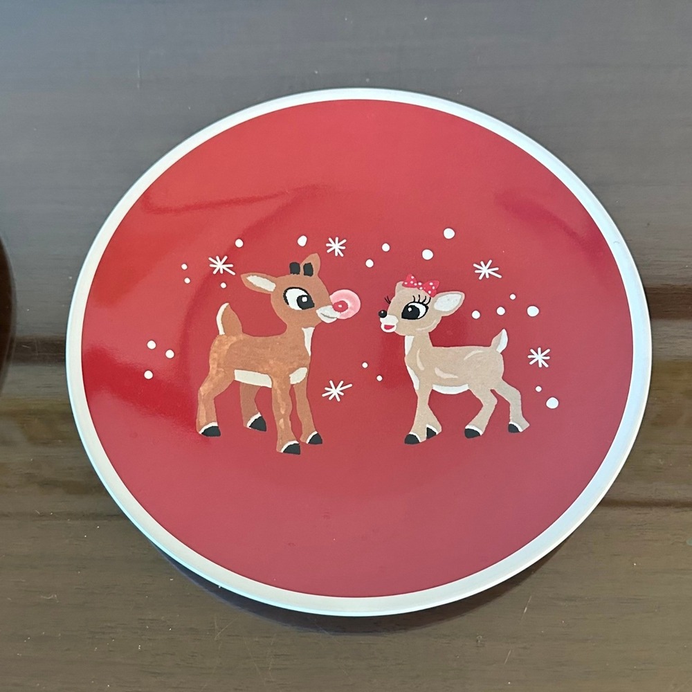 Pottery Barn Kids Rudolph Red Nosed Reindeer Melamine Christmas Plate